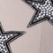 5" Black Beaded White Glitter Star Pearl Rhinestone Edging Iron On Patch